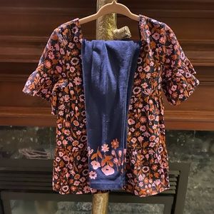 Cat & Jack 4T Girls Fall Floral 🍁🌺 Outfit 2 Piece Navy Pink Orange